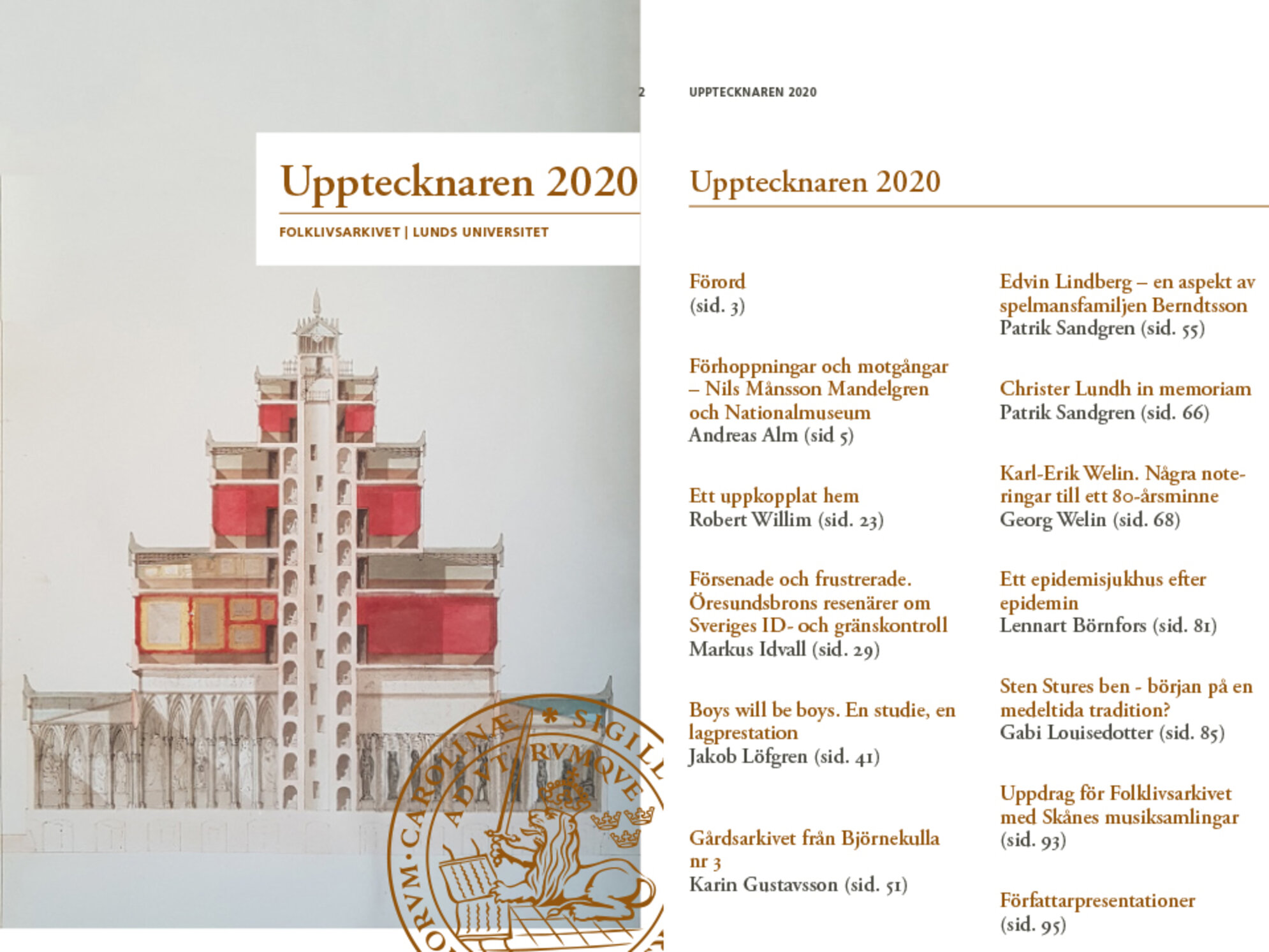 Omslag och innehållsförteckning 2020